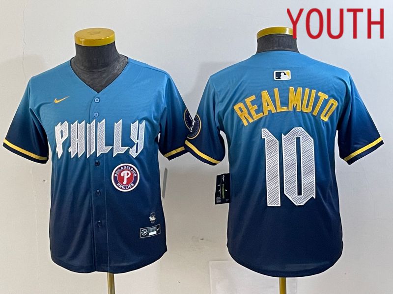 Youth Philadelphia Phillies 10 Realmuto Blue City Edition Nike 2024 MLB Jersey style 5